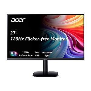 Acer 27 Inch Monitor- KB272-27 Inch FHD IPS (1920 x 1080) Display, Up to 120Hz Refresh Rate, 99% sRGB, Tilt, Adaptive-Sync Support (FreeSync Compatible) 1ms (VRB) $99.99