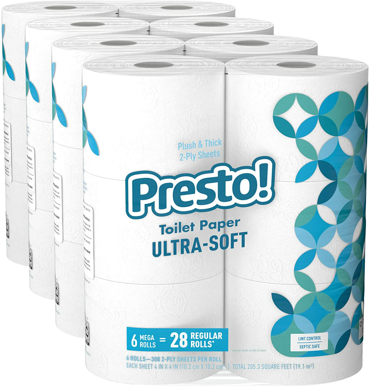3x Presto! 308-Sheet Mega Roll Toilet Paper, Ultra-Soft, 6 Count (Pack of 4) must buy 3 for promo $53.22