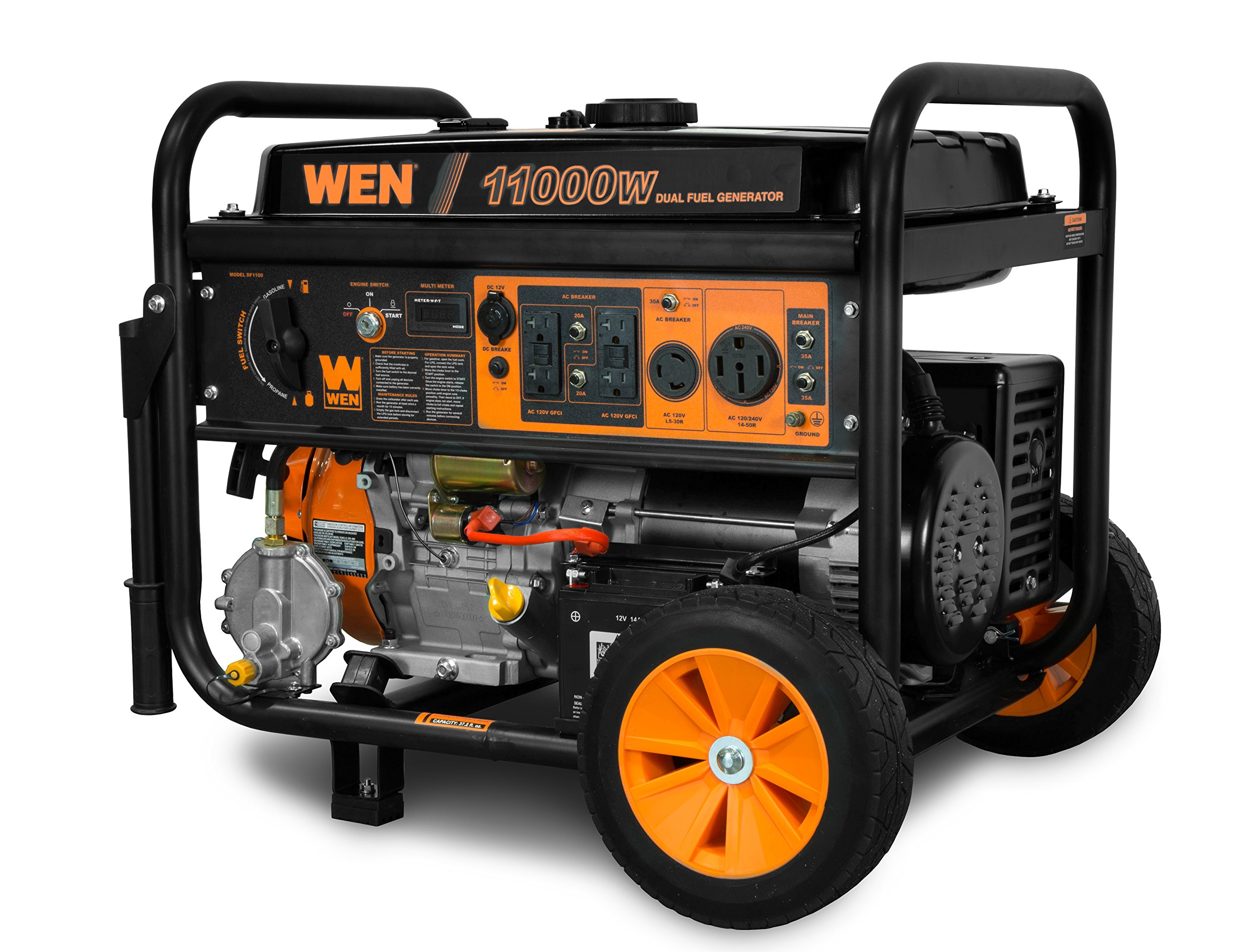 Amazon.com: WEN DF1100T 11,000-Watt 120V/240V Dual Fuel Portable Generator with Wheel Kit and Electric Start - CARB Compliant, Black : Everything Else $793.48