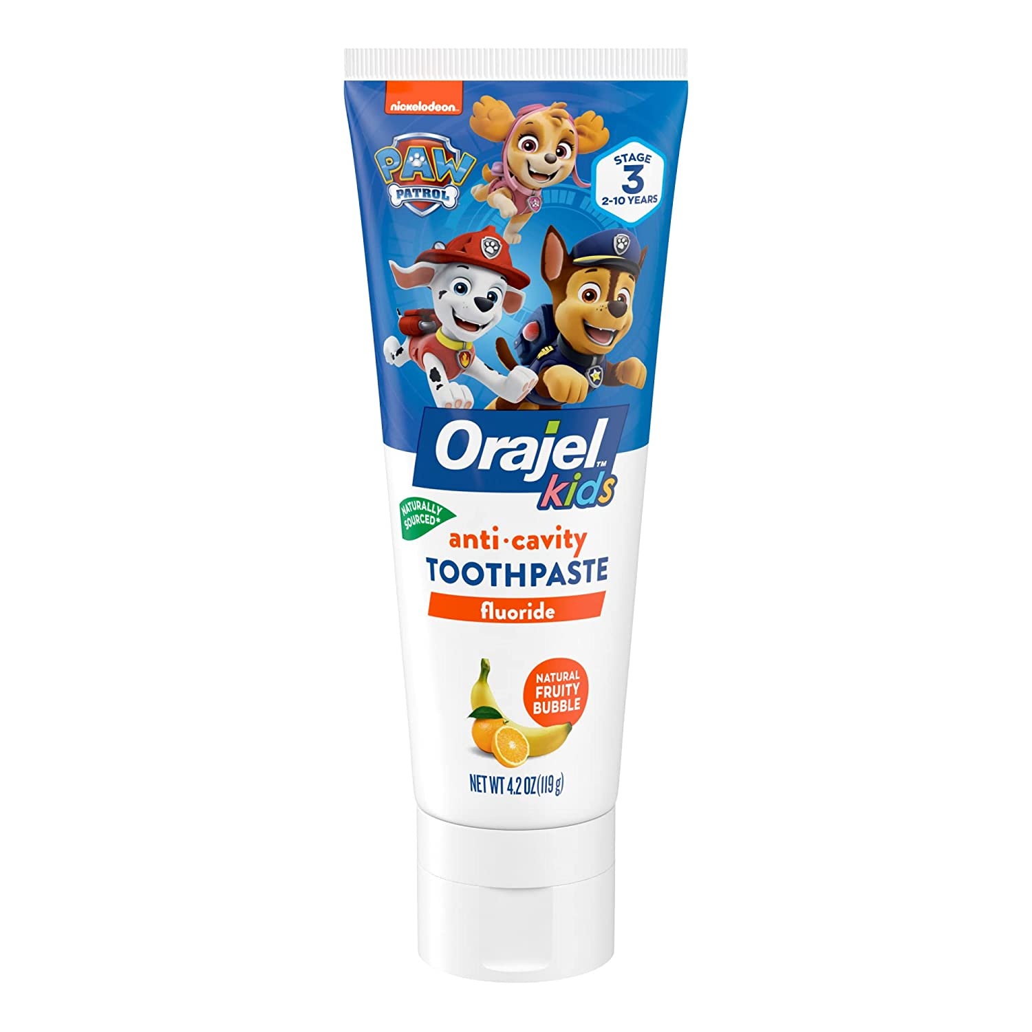 Amazon.com : Orajel Kids Paw Patrol Anti-Cavity Fluoride Toothpaste, Natural Fruity Bubble Flavor, 4.2oz Tube : Health & Household $1.99