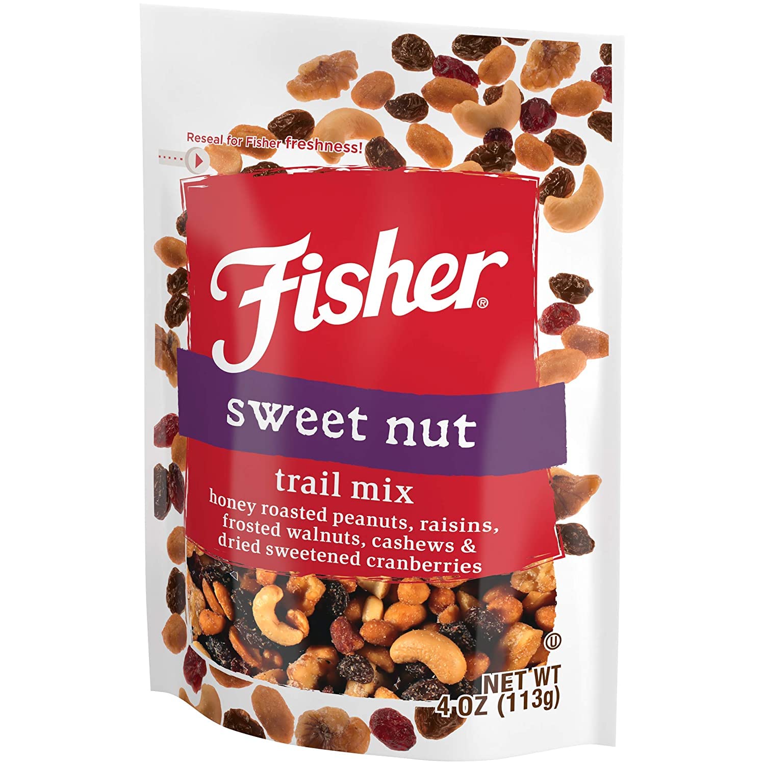 Amazon.com : Fisher Snack Sweet Nut Trail Mix, Honey Roasted Peanuts ...