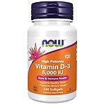 NOW Supplements, Vitamin D-3 5,000 IU, High Potency, Structural Support*, 240 Softgels $8.23