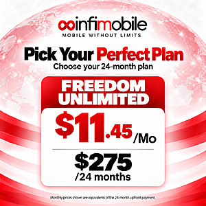 24-Month Infimobile Prepaid Unlimited Plan + 10GB Hotspot $275 (New Customers)