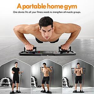 MQRW Push Up Board,Home Gym,Portable Exercise Equipment,Pilates Bar and 20 Fitness Accessories with Resistance Bands and Ab Roller Wheel,Full Body Workout Free Shipping