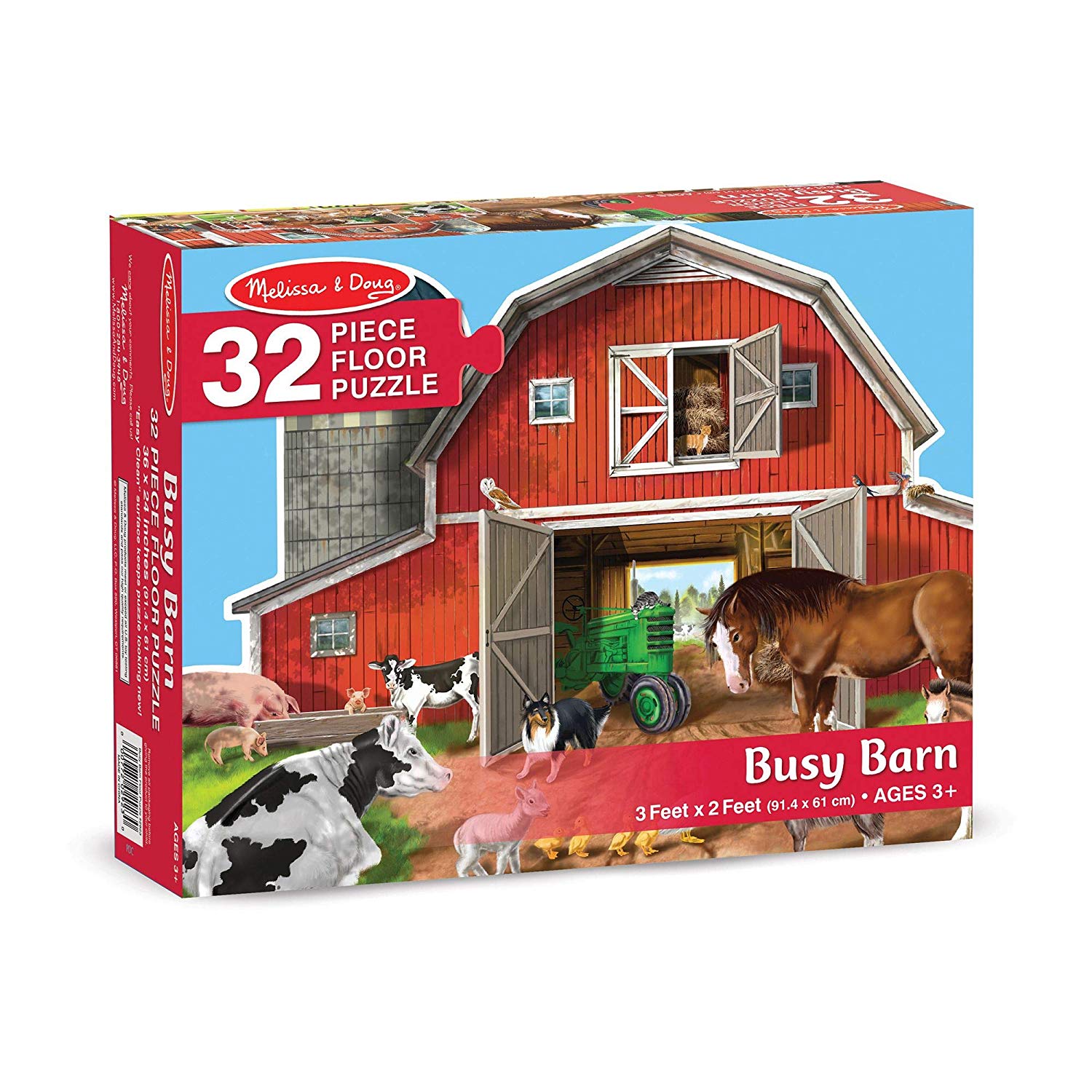 Melissa Doug Busy Barn Shaped Jumbo Jigsaw Floor Puzzle 32 Pcs
