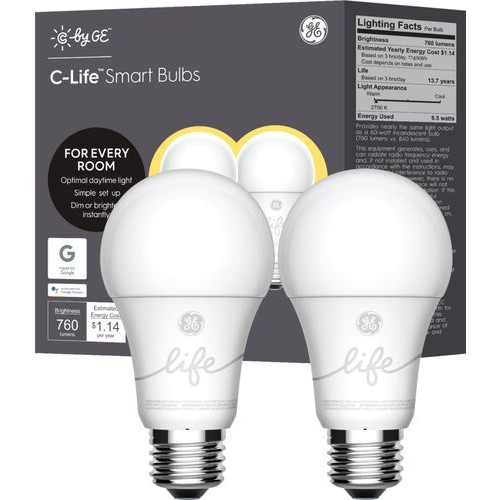 Home Garden C By Ge C Life Smart Led Light Bulb 60 Watt A19 2 Pack Dimmable Daytime 93096312 Lamps Lighting Ceiling Fans