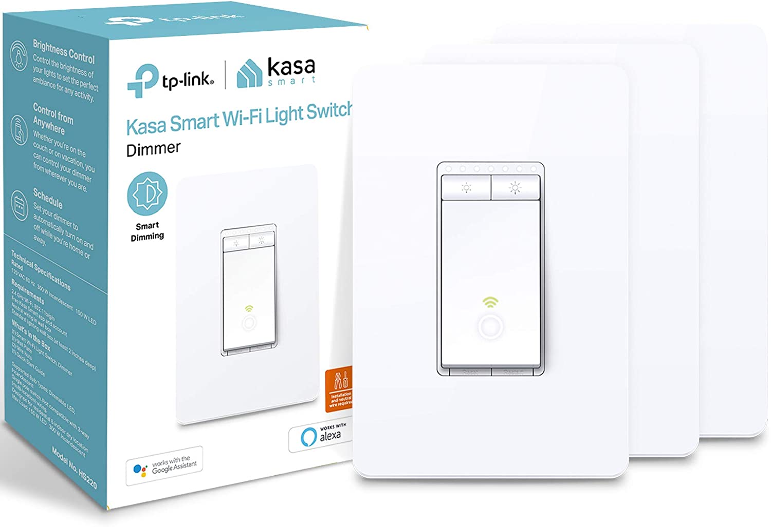 Kasa Smart Dimmer Switch By Tp Link Single Pole Needs Neutral Wire Wifi Light Switch For Led Lights Works With Alexa And Google Assistant