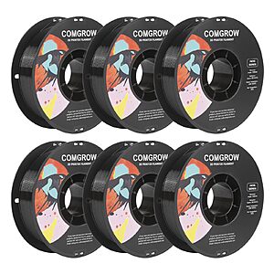 Amazon Business Accts: 6-Pk 1KG Comgrow 1.75mm PETG 3D Printer Filament $47.50 + Free S/H