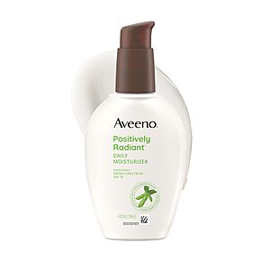 Aveeno Positively Radiant Daily Face Moisturizer with SPF 15 Sunscreen, Hydrating Face Lotion with Soy Extract to Improve Skin Tone  4 Fl Oz
