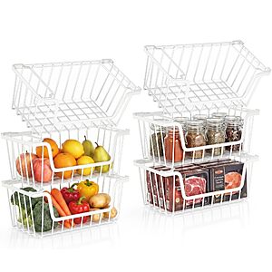 6-Pk SUNALLY Stackable Wire Storage Baskets (2 Colors) from $22.50 