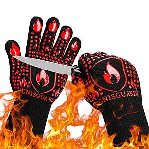 IGNISGUARD 932°F Heat-Resistant BBQ & Oven Gloves (Large, Red) $3.95 