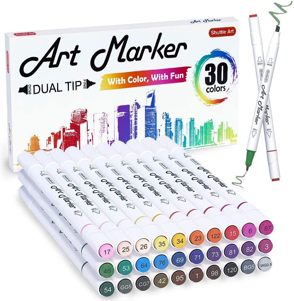 30-Color Shuttle Art Dual Tip Art Markers
