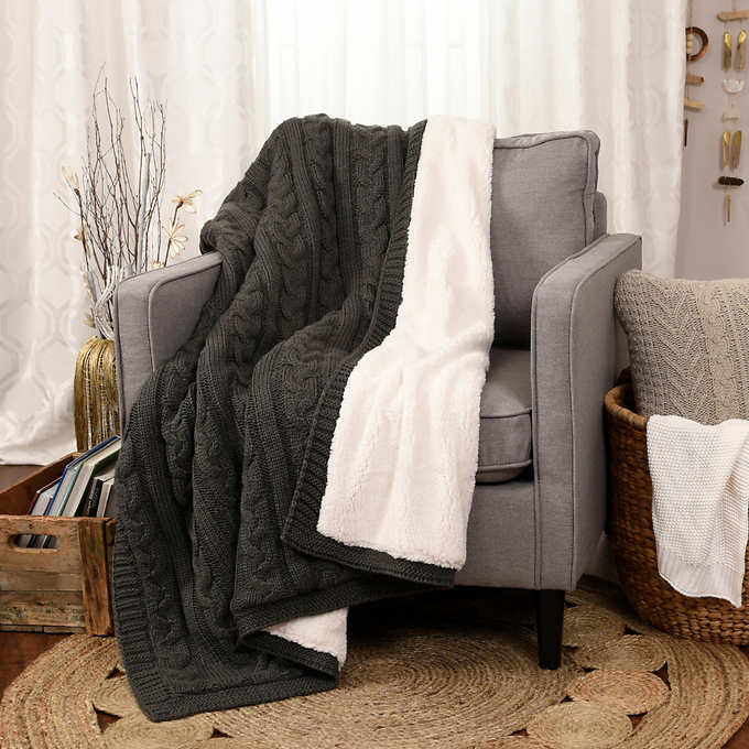 Costco Members Life Comfort Cable Knit Throw (Various Colors)