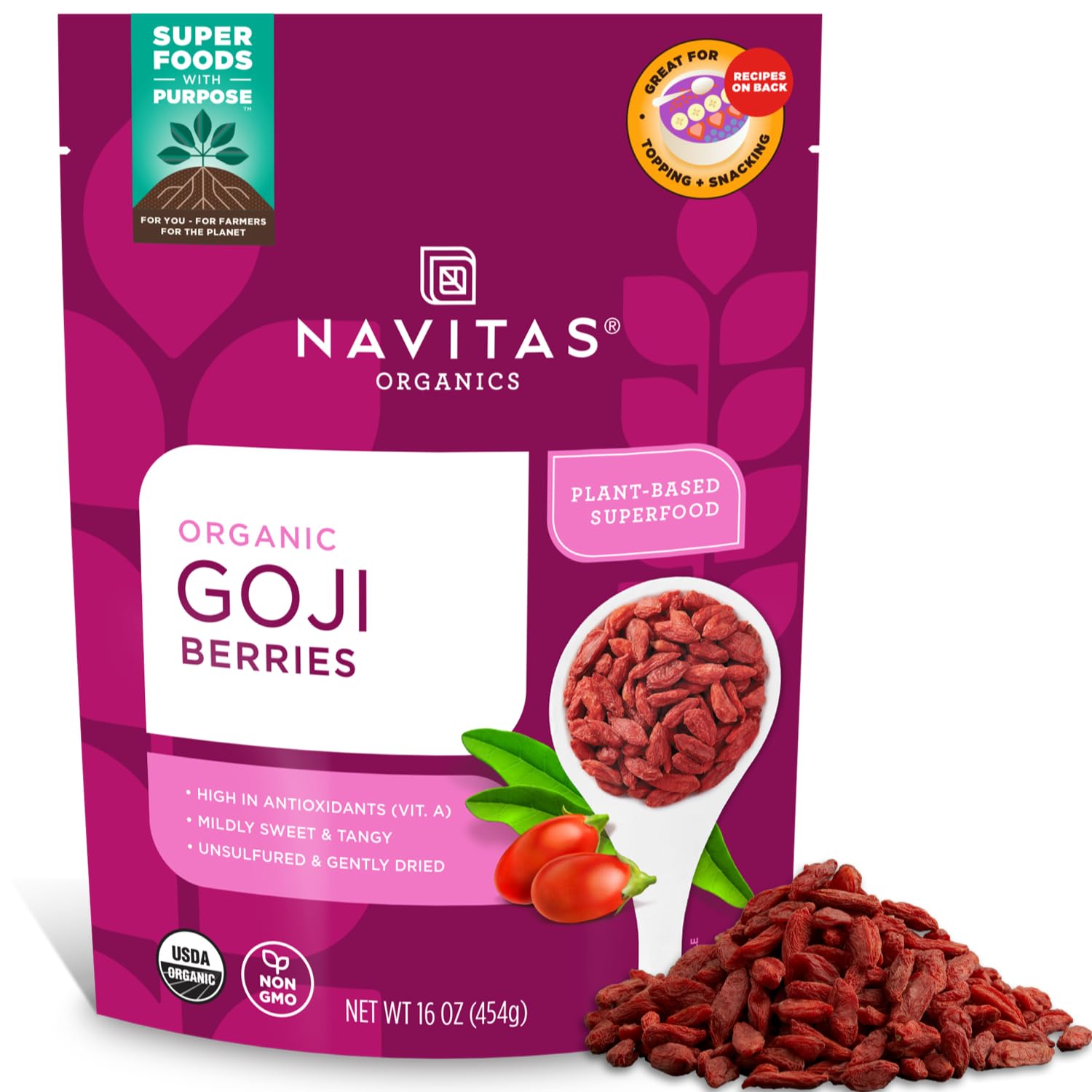16oz. Navitas Organics Sun Dried Goji Berries $7.59 w/ Subscribe & Save + Free S&H w/ Prime
