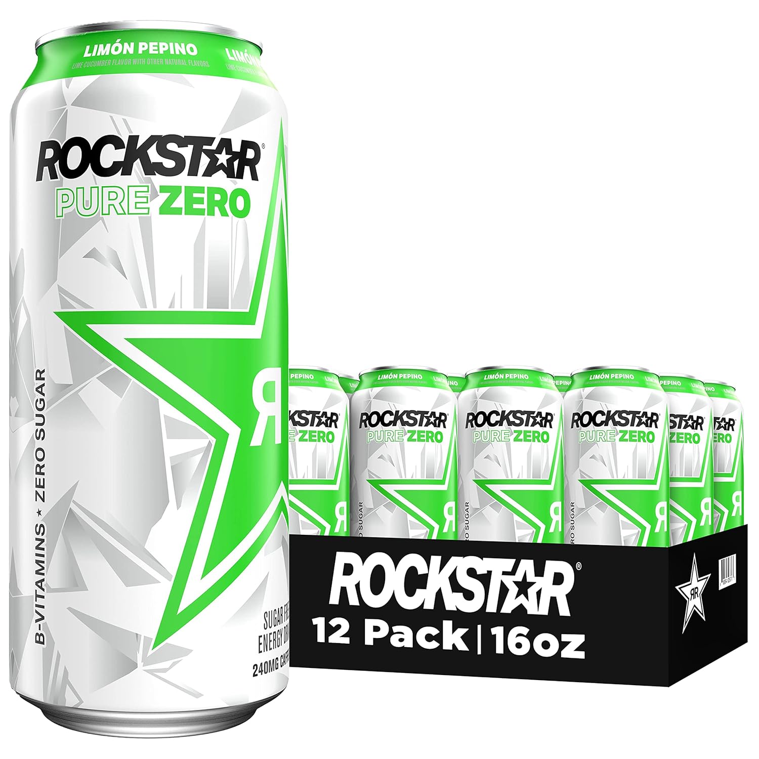 12-Pack 16oz Rockstar Pure Zero Energy Drink (Limon Pepino) $11.95 w/ S&S + Free S&H w/ Prime or $35+