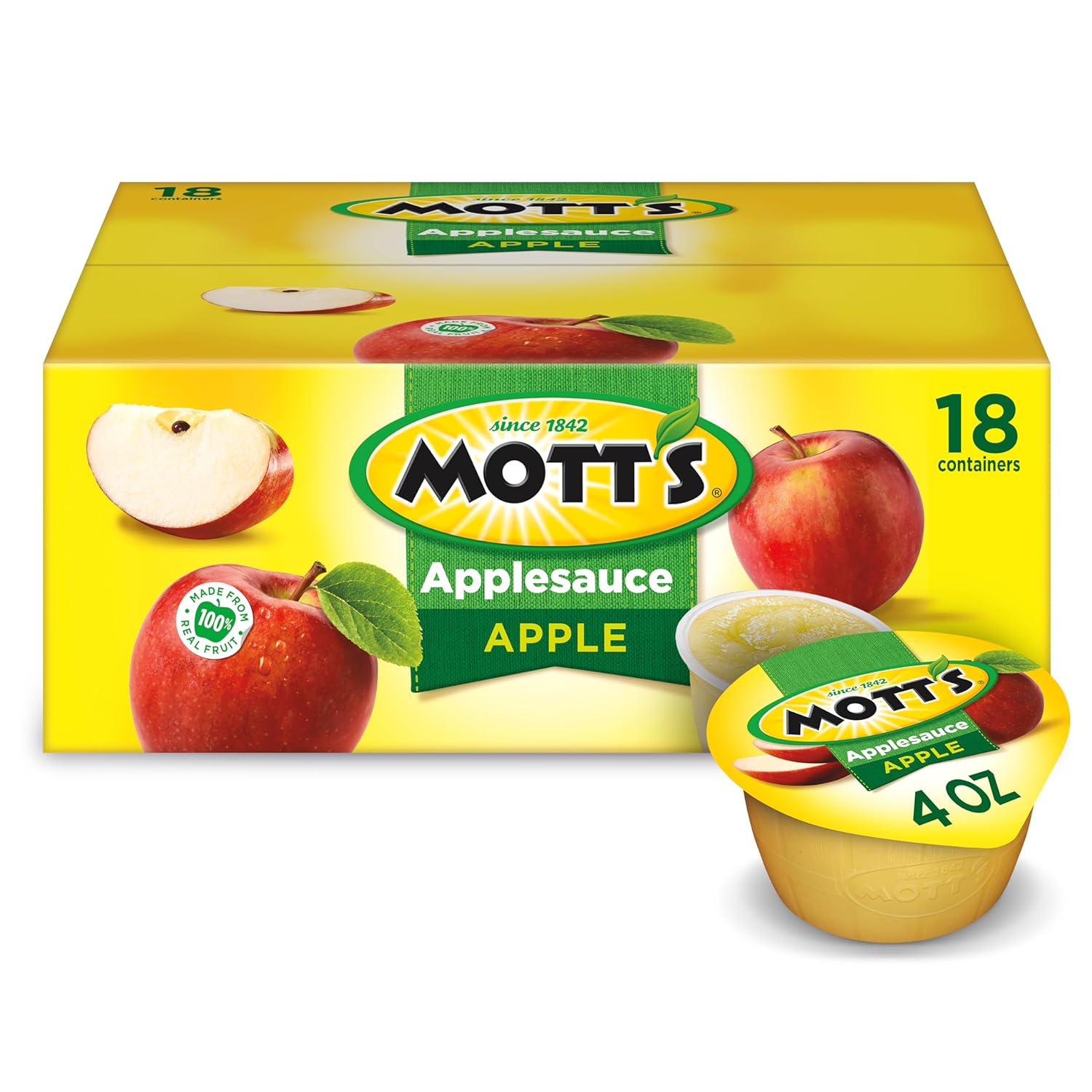 18-Count 4-Oz Mott's Applesauce $3.35 w/ Subscribe & Save + Free S&H w/ Prime