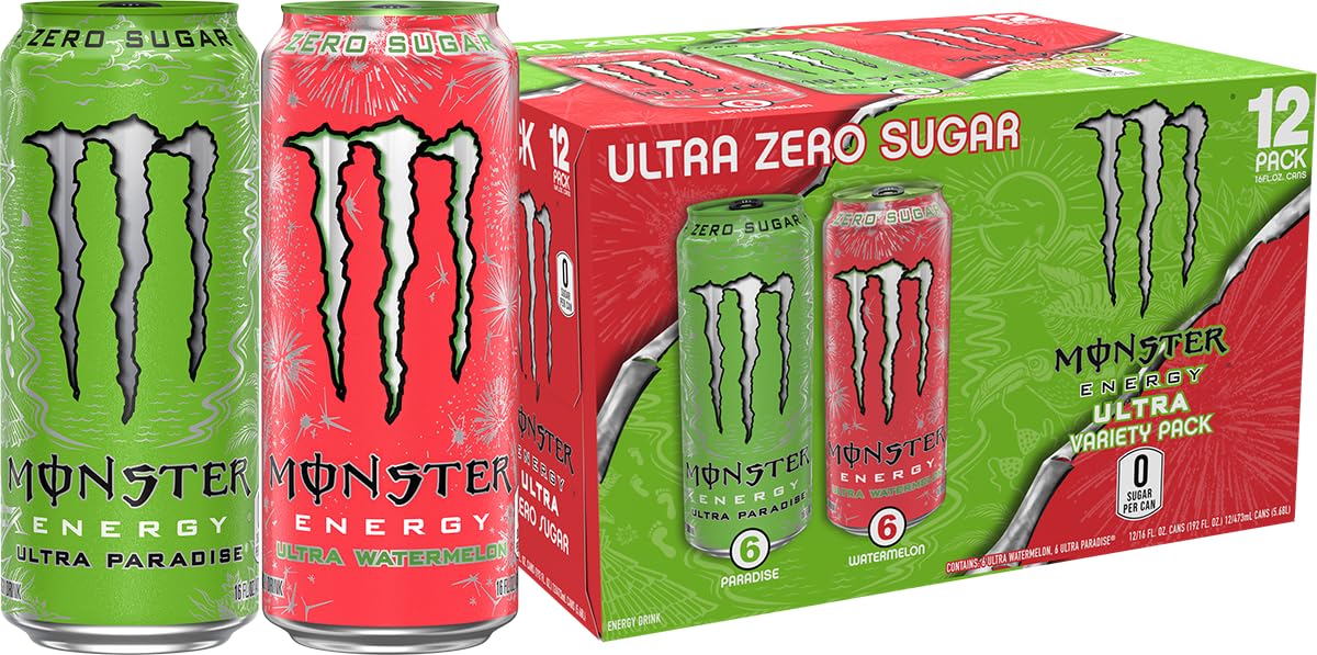 12-Pack 16oz Monster Ultra Zero Sugar Energy Drink (6x Paradise + 6x Watermelon) $15.46 w/ S&S + Free S&H w/ Prime or $35+