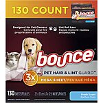130-Count Bounce Pet Hair & Lint Guard Mega Dryer Sheets (Fresh Scent) $6.45 w/ Subscribe &amp; Save