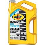5-Quart Pennzoil Platinum Full Synthetic Motor Oil (Various Grades) $12.70 after $10 Rebate + Free Store Pickup