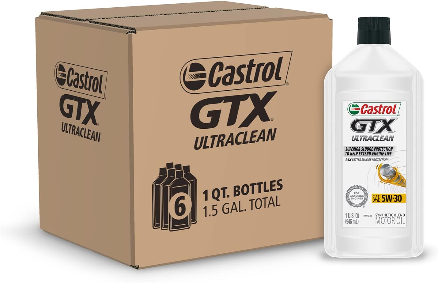 6-Pack 1-Quart Castrol GTX Ultraclean Synthetic Blend Motor Oil (5W-30) $17.52 w/ S&S + Free S&H w/ Prime or $35+