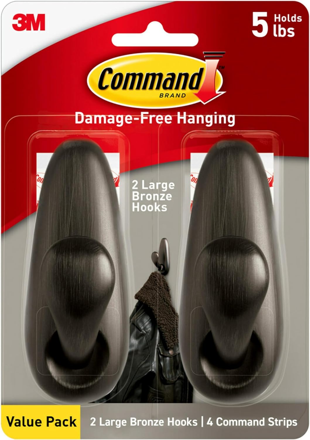 3M Command Forever Classic Large Metal Wall Hooks (2 Hooks + 4 Command Strips, Bronze) $8.50 + Free S&H w/ Prime