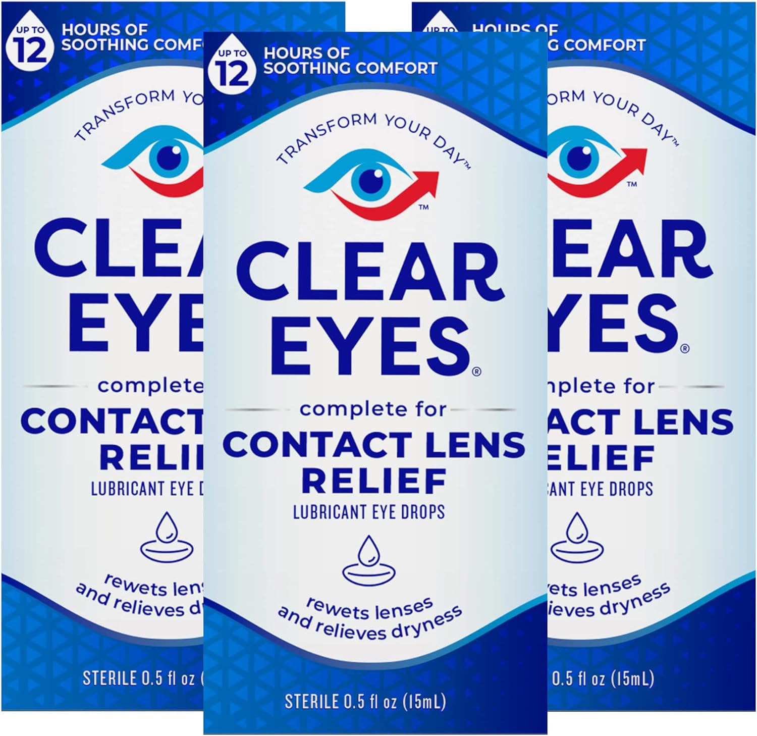 3-Pack 0.5oz Clear Eyes Contact Lens Relief Eye Drops $6.65 w/ S&S + Free S&H w/ Prime or $35+