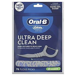 2-Pack 75-Count Oral-B Glide Ultra Deep Clean Floss Picks (Cool Mint) + $  4 Walgreens Cash $  4.98 + Free Pickup on $  10+