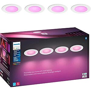 4-Pack Philips Hue Bluetooth White & Color Dimmable 5"/6" E26 Recessed Downlights $  139.99 + Free Shipping