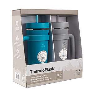Costco Members: 2-Pack 32-Oz ThermoFlask Insulated Straw Tumbler w/ Handle $19.97 + Free Shipping