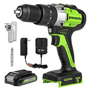 Select Accounts: Greenworks 24V Brushless 1/2" Hammer Drill w/ 2.0Ah Battery & Charger $40.19 + Free Shipping