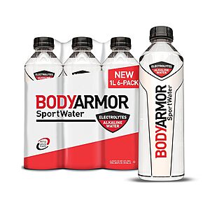 6-Pack 1-Liter BODYARMOR SportWater Alkaline Water $5.67 w/ S&S + Free Shipping w/ Prime or on $35+