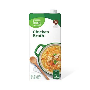 Prime Members: 32-Oz Amazon Fresh Chicken Broth 4 for $4.40 + Free Shipping