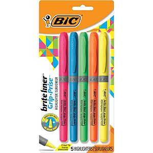 5-Count BIC Brite Liner Chisel Tip Highlighters w/ Rubber Grip (Assorted Colors) https://static.slickdealscdn.com/attachment/3/5/9/4/0/2/8/300x300/17917687.thumb.30 w/ Subscribe & Save