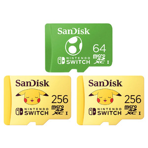 SanDisk Micro SDXC Nintendo Bundle 256GB Pokémon 2-pack and 64GB Yoshi 1-pack - $29.97
