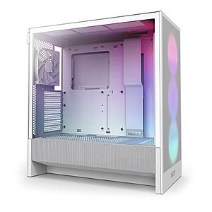Micro Center: NZXT H5 Flow RGB Tempered Glass ATX Mid-Tower Case (White)  + Free Store Pickup