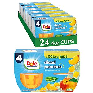 24-Count 4-Oz Dole Diced Peaches Bowls in 100% Fruit Juice .65 w/ Subscribe & Save