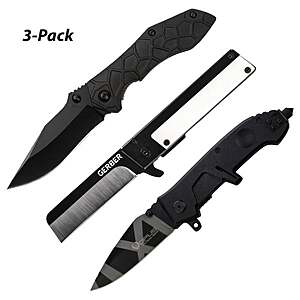 3-Pack Survival Folding Knives (Vol. 6): Sanrenmu, Opus, & Gerber Quadrant G-10  + Free Shipping