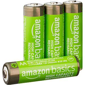4-Count AmazonBasics 2400 mAh NiMH Rechargeable AA Batteries  + Free Shipping w/ Prime