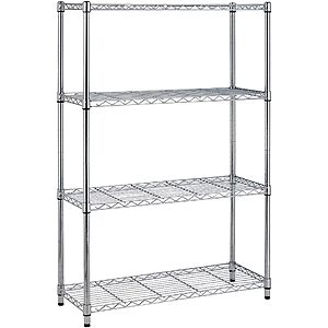 BestOffice 4-Shelf Metal Wire Storage Rack (Chrome, 54"x36"x14") $30.35 