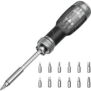 Wesdut 13-in-1 Multi Bit Screwdriver & Nut Driver Set $6 
