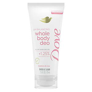 2.5oz Dove Women's Whole Body Deodorant Cream (various) + $5 Walmart Cash $5 + Free Store Pickup