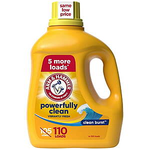 100.5-Oz - 110-Oz Arm & Hammer Laundry Detergent (various) + $4 Walmart Cash $7.95 + Free Store Pickup