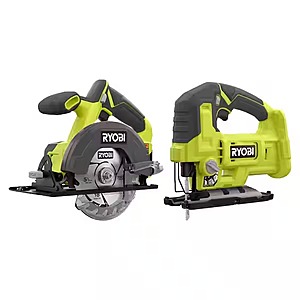 RYOBI ONE+ 18V Cordless 2-Tool Combo Kit with 5-1/2 in. Circular Saw and Jig Saw (Tools Only) $79.88