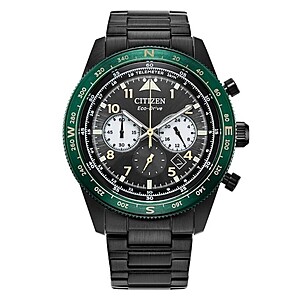 Citizen Men's 42mm Eco-Drive Weekender Chronograph Black Stainless Steel Watch $179 + Free Shipping
