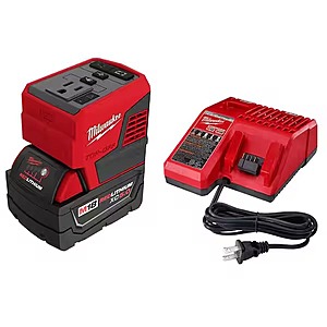 Milwaukee M18 18-Volt Lithium-Ion 175-Watt Powered Compact Inverter with 5.0 Ah Battery and Charger $149.00