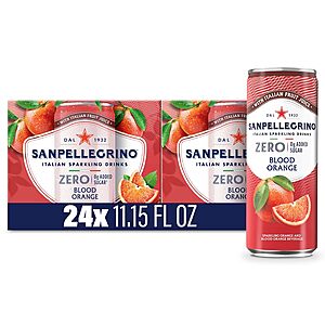 Sanpellegrino Zero Grams Added Sugar Italian Sparkling Drinks Blood Orange, Sparkling Orange & Blood Orange Beverage 24 Pack of 11.15 Fl Oz Cans~$14.22 After Coupon & S&S @ Amazon