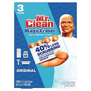 3-Ct Mr. Clean Original Magic Eraser Cleaning Pads $1.30 & More + Free Pickup