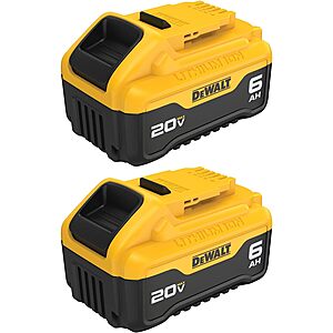 DEWALT 20V MAX XR Battery 6 Ah Lithium Ion, 2-Pack (DCB206-2). YMMV - Coupon Price $149 at Amazon
