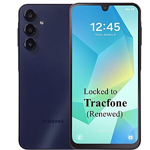 Renewed: Samsung Galaxy A16 5G Smartphone + 1-Yr Tracfone Svc (1500 Talk/Txt/Data)  + Free S&H