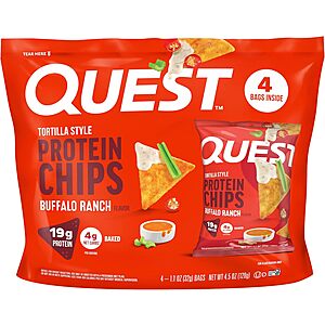 4-Ct 1.1-Oz Quest Nutrition Tortilla Style Protein Chips (Buffalo Ranch)